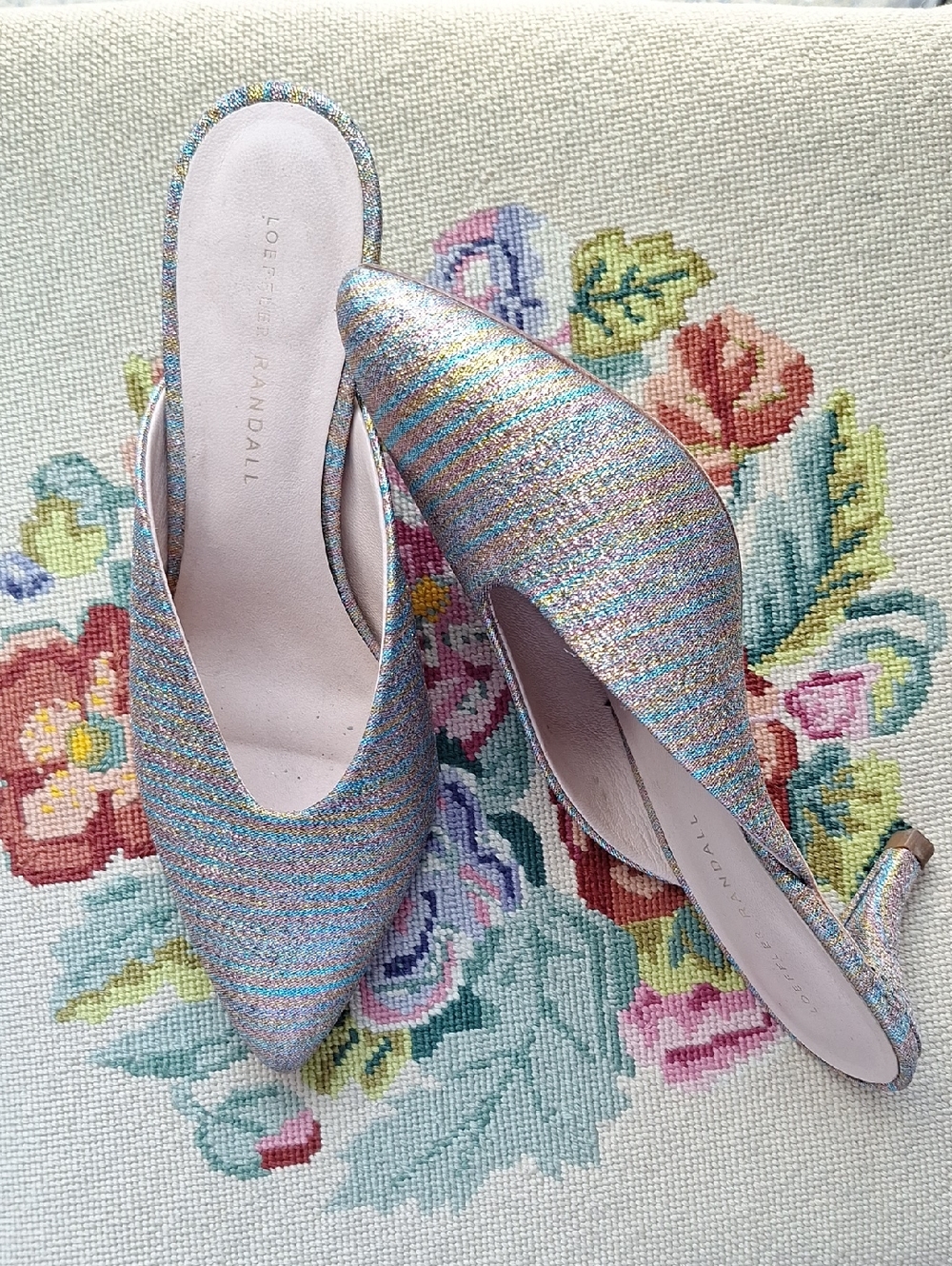 Loeffler Randall Iridescent Multicolor Pointed-Toe Mules